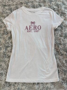 Aeropostale White Tee with Pink Logo